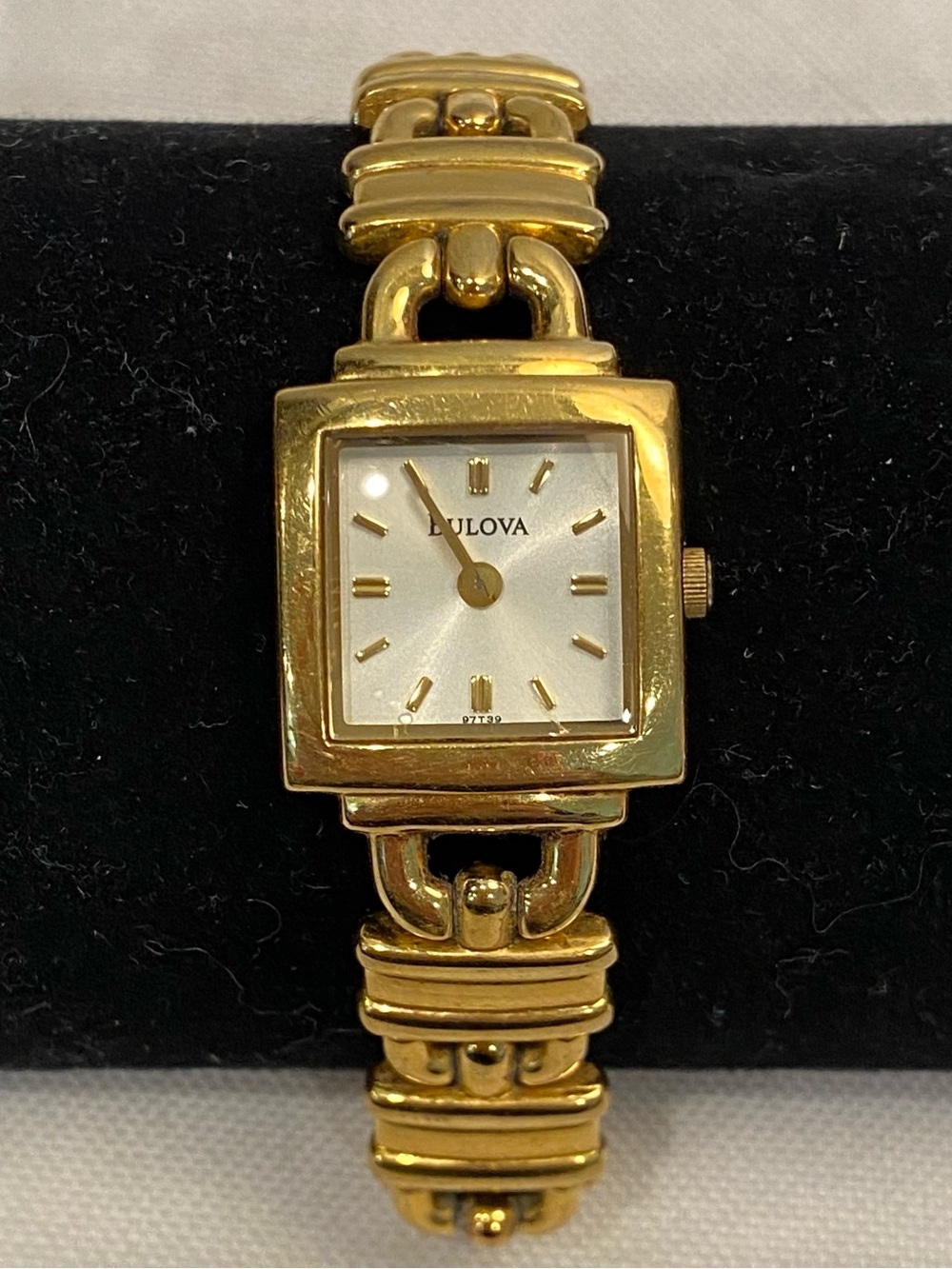 Bulova Gold Tone Square Dial Quartz Bracelet Watch - 97T39